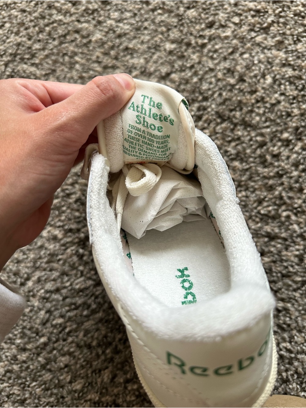 Reebok Club C Leather Sneakers in Off-White with Green Logo - Picture 6 of 11
